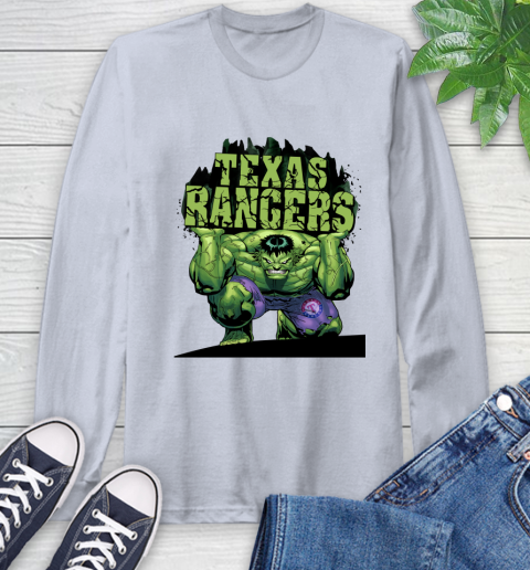 Texas Rangers MLB Baseball Incredible Hulk Marvel Avengers Sports Long Sleeve T-Shirt 6
