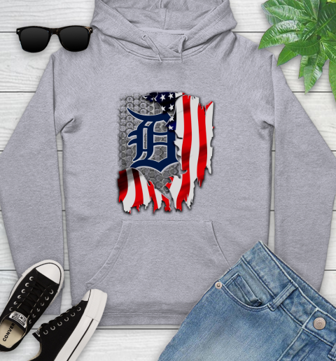 Detroit Tigers MLB Baseball American Flag Youth Hoodie 6