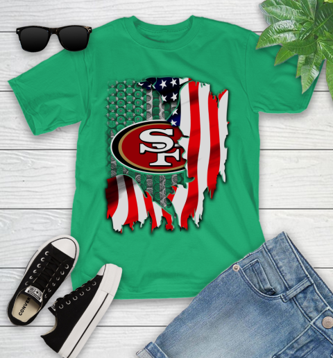 San Francisco 49ers NFL Football American Flag Youth T-Shirt 8