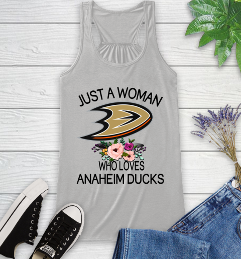 NHL Just A Woman Who Loves Anaheim Ducks Hockey Sports Racerback Tank