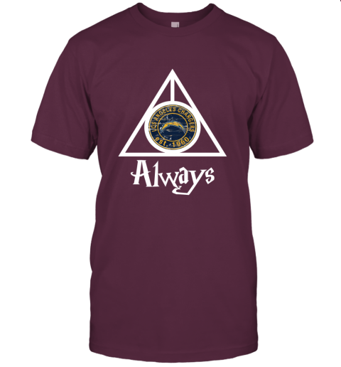 Always Love The Los Angeles Chargers x Harry Potter Mashup NFL auwn always love the los angeles chargers x harry potte classic t shirt 2 front maroon
