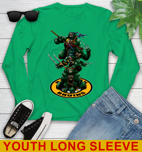 NHL Hockey Boston Bruins Teenage Mutant Ninja Turtles Shirt Youth Long Sleeve 7