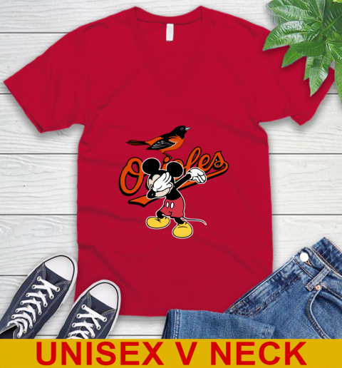 Baltimore Orioles MLB Baseball Dabbing Mickey Disney Sports V-Neck T-Shirt 7