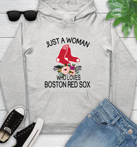 MLB Just A Woman Who Loves Boston Red Sox Baseball Sports Youth Hoodie