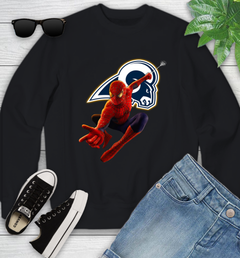 NFL Spider Man Avengers Endgame Football Los Angeles Rams Youth Sweatshirt 2