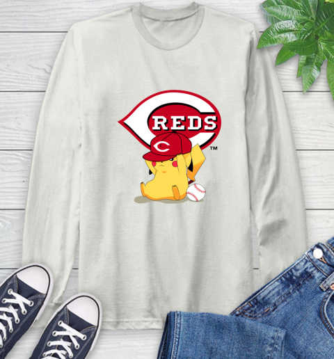 MLB Pikachu Baseball Sports Cincinnati Reds Long Sleeve T-Shirt 12