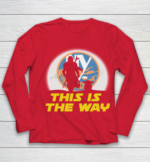 New York Islanders NHL Ice Hockey Star Wars Yoda And Mandalorian This Is The Way Youth Long Sleeve 8
