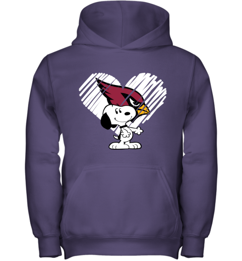 wckd happy christmas with arizona cardinals snoopy youth hoodie 43 front purple