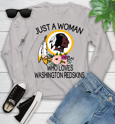 NFL Just A Woman Who Loves Washington Redskins Football Sports Youth Long Sleeve 9