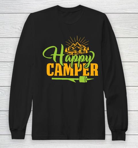 Happy Camping Camper Motorhome Mountains Funny Long Sleeve T-Shirt