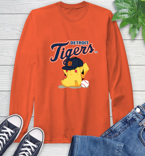 MLB Pikachu Baseball Sports Detroit Tigers Long Sleeve T-Shirt 5