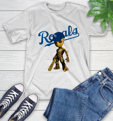 MLB Kansas City Royals Groot Guardians Of The Galaxy Baseball T-Shirt
