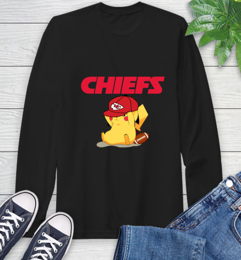 NFL Pikachu Football Sports Kansas City Chiefs Long Sleeve T-Shirt 2