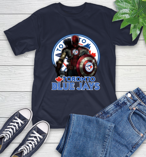 MLB Captain America Thor Spider Man Hawkeye Avengers Endgame Baseball Toronto Blue Jays T-Shirt 4