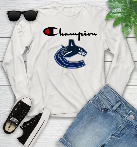 NHL Hockey Vancouver Canucks Champion Shirt Youth Long Sleeve 10