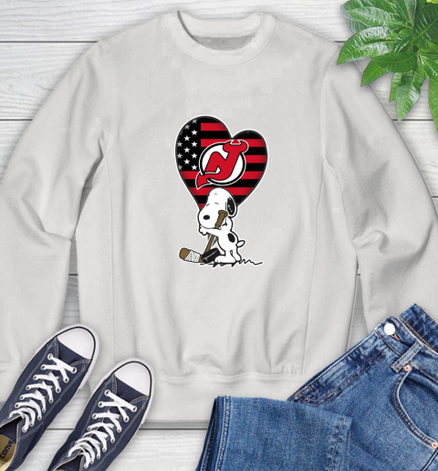 New Jersey Devils NHL Hockey The Peanuts Movie Adorable Snoopy Sweatshirt