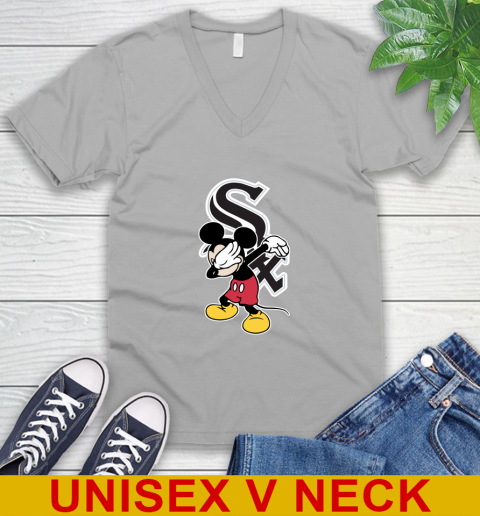 Chicago White Sox MLB Baseball Dabbing Mickey Disney Sports V-Neck T-Shirt 4