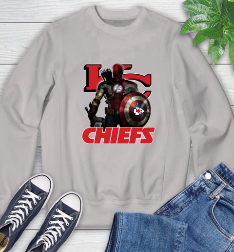 NFL Captain America Thor Spider Man Hawkeye Avengers Endgame Football Kansas City Chiefs Sweatshirt 12