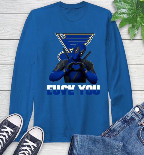 NHL St.Louis Blues Deadpool Love You Fuck You Hockey Sports Long Sleeve T-Shirt 22