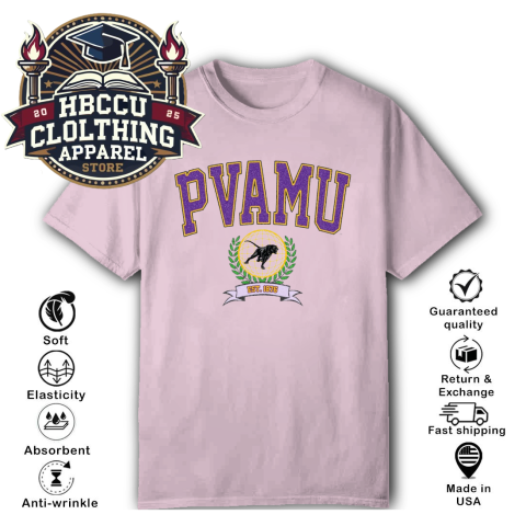 PVAMU Prairie View A&M University HBCU T-Shirt prv6 pvamu prairie view aamp m university hbcu classic t shirt 2 front light pink HBCU Clothing Apparel
