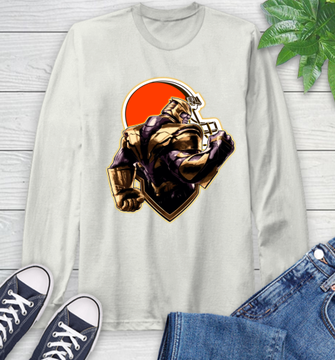 NFL Thanos Avengers Endgame Football Sports Cleveland Browns Long Sleeve T-Shirt 12