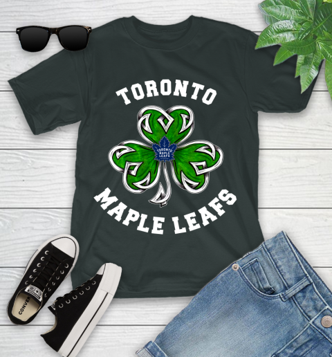 NHL Toronto Maple Leafs Three Leaf Clover St Patrick's Day Hockey Sports Youth T-Shirt 6