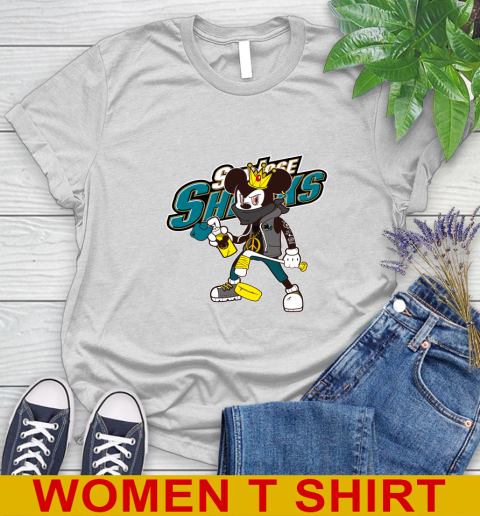 San Jose Sharks NHL Hockey Mickey Peace Sign Sports Women's T-Shirt