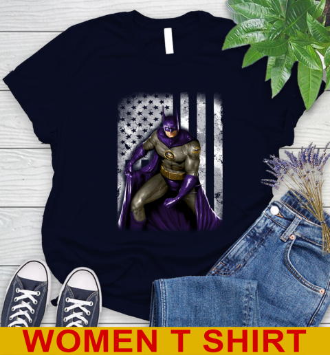 Minnesota Vikings NFL Football Batman DC American Flag Shirt Women's T-Shirt 2
