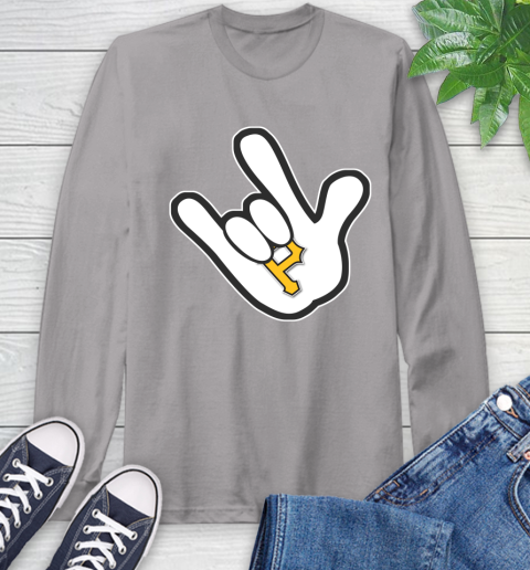Pittsburgh Pirates MLB Baseball Mickey Rock Hand Disney Long Sleeve T-Shirt 6
