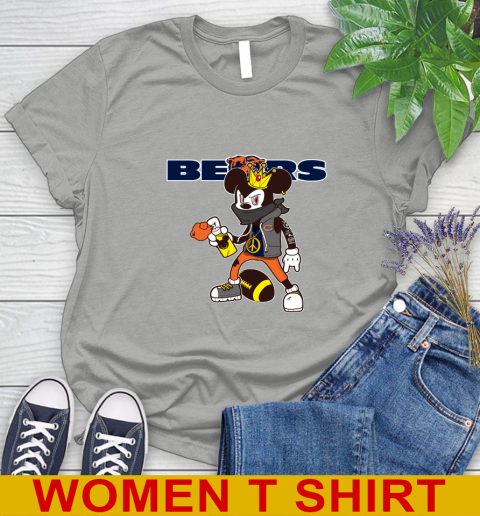 Chicago Bears NFL Football Mickey Peace Sign Sports Women's T-Shirt 11