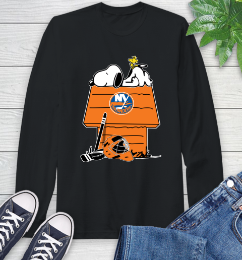 New York Islanders NHL Hockey Snoopy Woodstock The Peanuts Movie (1) Long Sleeve T-Shirt 2