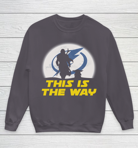Tampa Bay Lightning NHL Ice Hockey Star Wars Yoda And Mandalorian This Is The Way Youth Sweatshirt 5