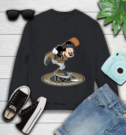 NHL Hockey Vegas Golden Knights Cheerful Mickey Disney Shirt Youth Sweatshirt