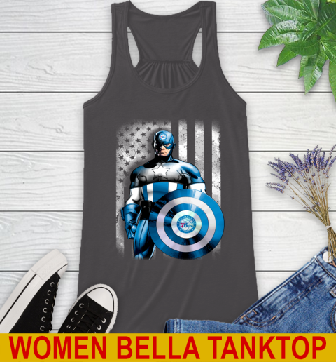 Philadelphia 76ers NBA Basketball Captain America Marvel Avengers American Flag Shirt Racerback Tank 10