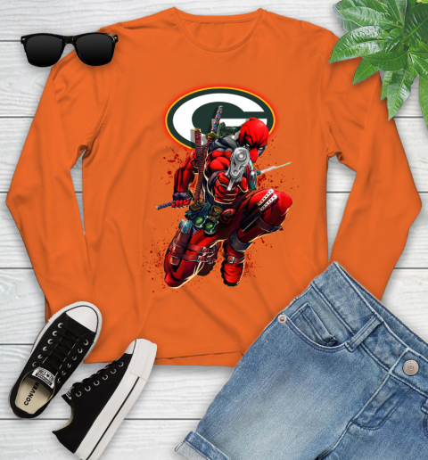 NFL Deadpool Marvel Comics Sports Football Green Bay Packers Youth Long Sleeve 4