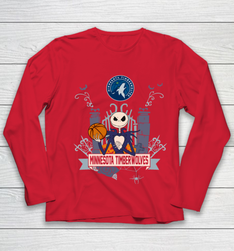 NBA Minnesota Timberwolves Basketball Jack Skellington Halloween Youth Long Sleeve 8