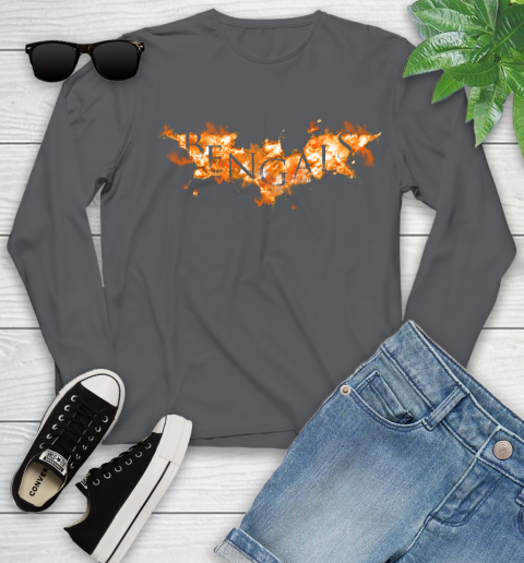 NFL Cincinnati Bengals Batman Logo DC Football Sports Shirt Youth Long Sleeve 9