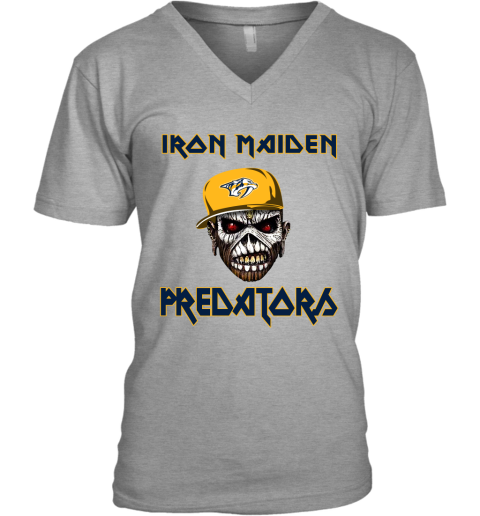 NHL Nashville Predators Iron Maiden Rock Band Music Hockey Sports u8VFmjpoMpR v neck unisex 8 95 151514 front sport grey