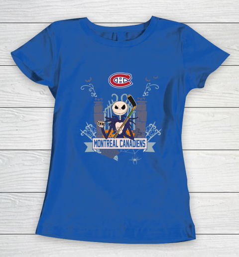 NHL Montreal Canadiens Hockey Jack Skellington Halloween Women's T-Shirt 8