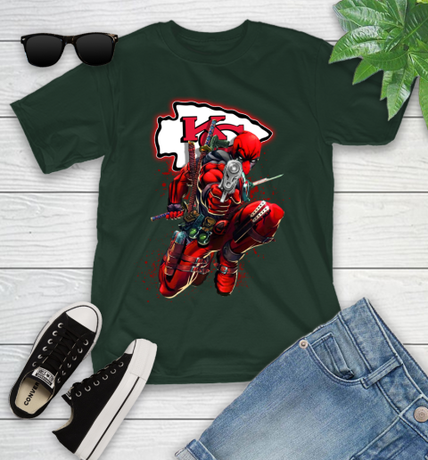 NFL Deadpool Marvel Comics Sports Football Kansas City Chiefs Youth T-Shirt 5
