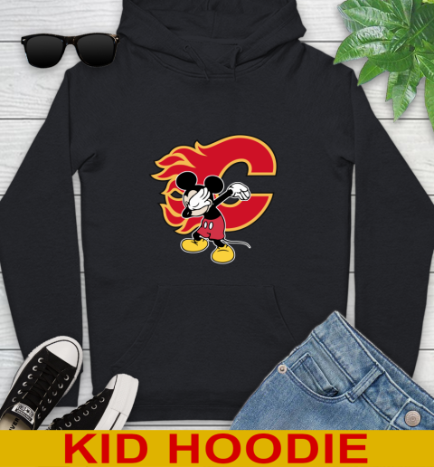 Calgary Flames NHL Hockey Dabbing Mickey Disney Sports Youth Hoodie 2