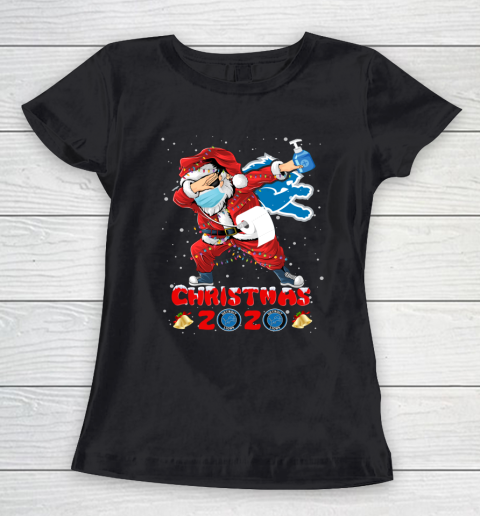 Detroit Lions Funny Santa Claus Dabbing Christmas 2020 NFL Women's T-Shirt