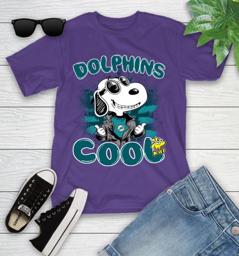 NFL Football Miami Dolphins Cool Snoopy Shirt Youth T-Shirt 3
