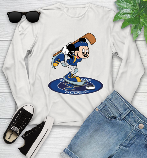 NHL Hockey St.Louis Blues Cheerful Mickey Disney Shirt Youth Long Sleeve 12