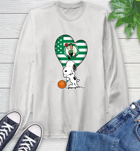 Boston Celtics NBA Basketball The Peanuts Movie Adorable Snoopy Long Sleeve T-Shirt