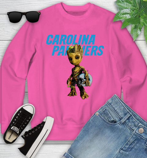 Carolina Panthers NFL Football Groot Marvel Guardians Of The Galaxy Youth Sweatshirt 7