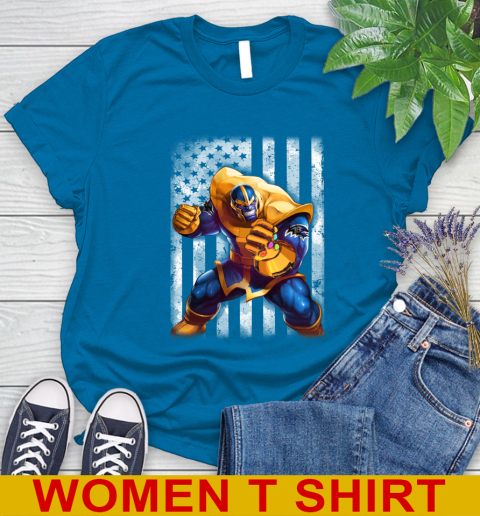 NFL Football Baltimore Ravens Thanos Marvel American Flag Shirt Women's T-Shirt 8