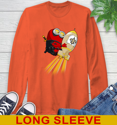 NFL Football New Orleans Saints Deadpool Minion Marvel Shirt Long Sleeve T-Shirt 4