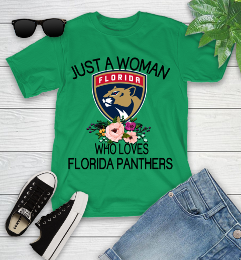 NHL Just A Woman Who Loves Florida Panthers Hockey Sports Youth T-Shirt 3