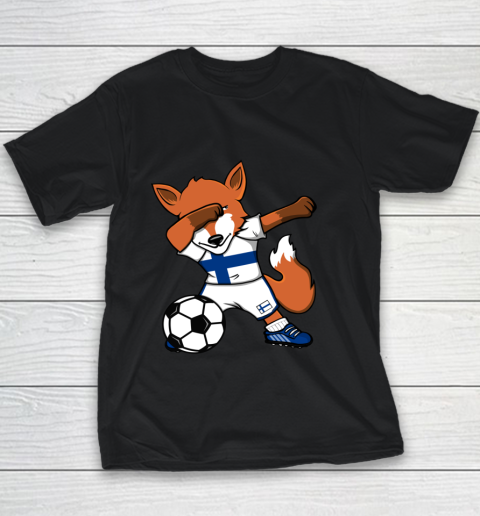 Dabbing Fox Finland Soccer Fan Jersey Finnish Football Lover Youth T-Shirt
